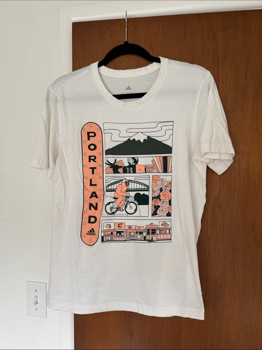 adidas Portland Store Exclusive White Tee with Animated Portland Graphic